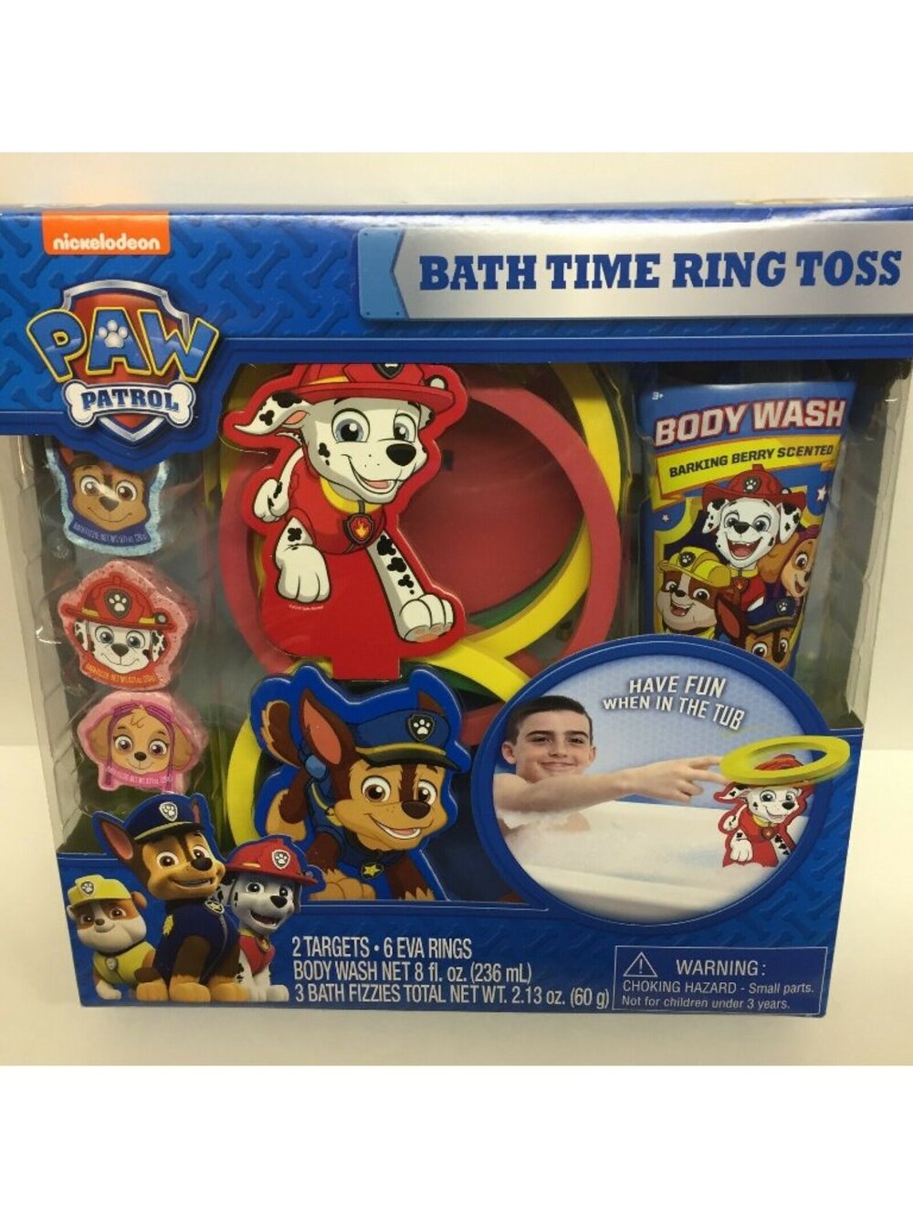 Nickelodeon Paw Patrol Bath Time Ring Toss Set Body Wash Fizzies